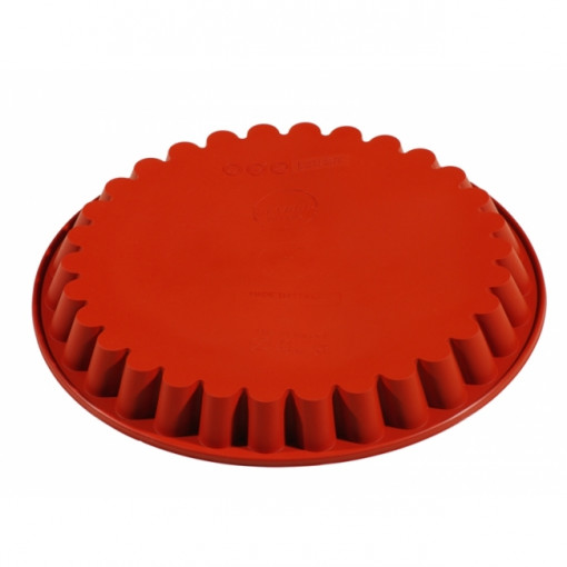 Silicon Cake Tin / Top with scalloped edge Ø28xH3cm, caramel