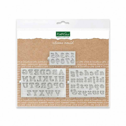 Silicone mould Alphabet + Cookie Style Alphabet + Numbers H 1.2 cm, Set of 3 pieces