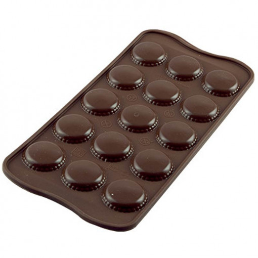 Silicone Praline mould Silikomart Macaron Ø 3 x H 0.7 cm, 7.5 ml, 15 cavities (SCG21)