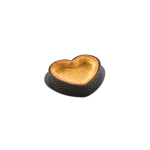 Szívtorta 8 x 7 x H 2 cm - Mikroperforált hőre lágyuló réz, 8 db-os készlet