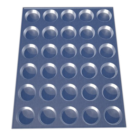 Tava Chifle 80 x 60 cm - 30 cavitati Ø 8.5 / 9.5 cm, Tabla Aluminata