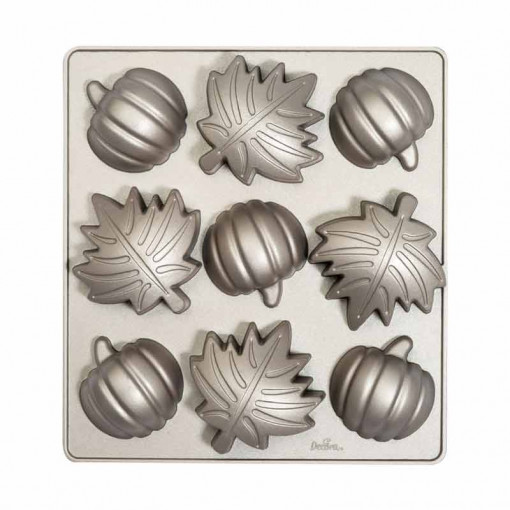 Tava Model Toamna - 9 Cavitati Ø 8 x H 3.5 cm, Aluminiu Antiaderent