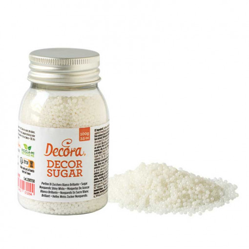 White Sugar Pearls Glittering Ø 2mm, 100 gr