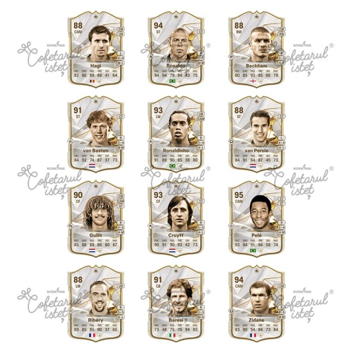 Печатни вафлени картички FIFA Legendary Footballers Model 3, 12 декорации Ø 6,5 cm, A4 - Сладкарски изделия