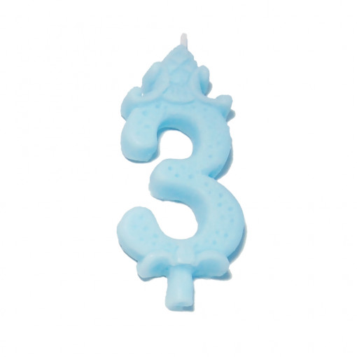 Свещ за торта H 8,5 cm, фигура 3, синя