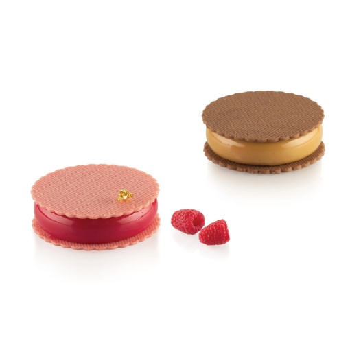 Силиконова форма за сладки кръгли Ø 8 x H 2,1 cm, 4 кухини x 95 ml + резец