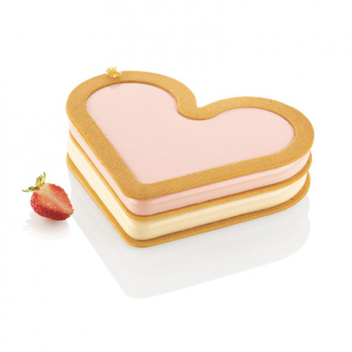Силиконова форма за торта Love Story x 2 + резец 17,3 x 21 x H 1,8 cm, 412 ml