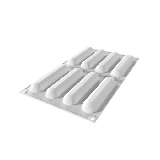 Силиконова форма Ecler Kit 12,2 x 2,6 x H 1,6 cm, 8 кухини 40 ml + микроперфорирани подложки 16 кухини