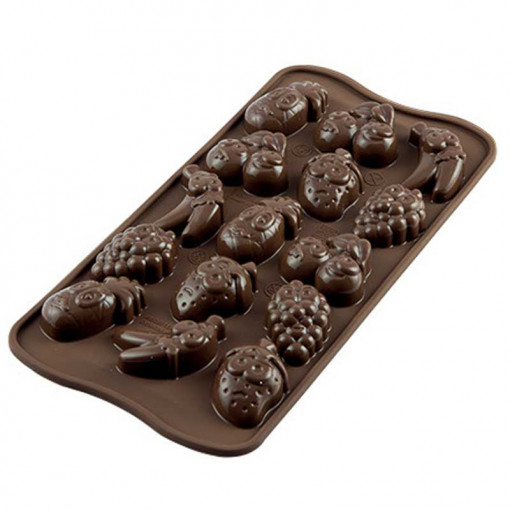 Силиконова форма Silikomart Praline Fruit 3,2 x 3,2 x H 1,5 cm, 10 ml, 15 кухини (SCG32)
