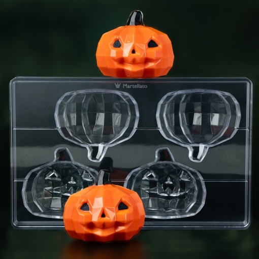 3D csokoládéforma, műanyag merev, Tökmodell Halloween, 9 x 8,9 x H 7,75 cm, 120 gr, 9 x 8,9 x H 7,75 cm, 120 gr
