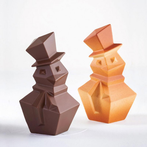 3D hóember, 12,5 x 12,1 x H 20 cm, Matrite műanyag készlet 2 tárgy Csokoládé