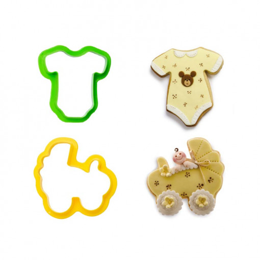 Baby, Body and Stroller - Plastic Cutters R 7.5 and 8 x H 2.2 cm, 2 pcs