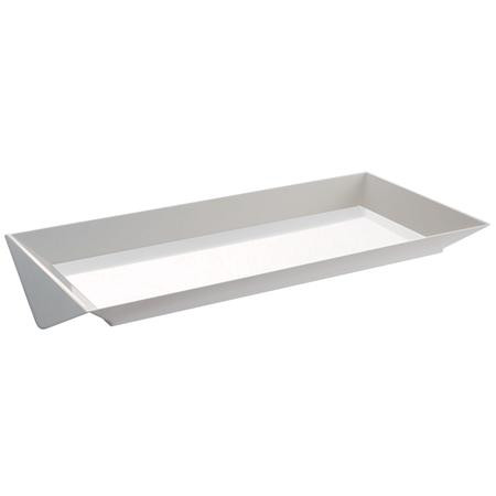 Baze Plastic Reutilizabile Prezentare Produse, Model Dreptunghiular Alb, 24.5 x 11 x H 1.8 cm, Set 50 Buc