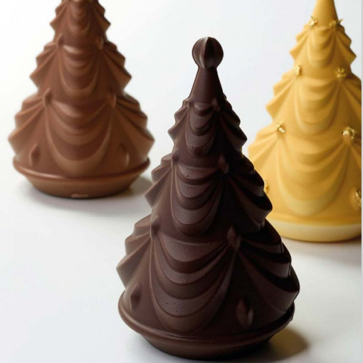 Brad Christmas Drape 3D Ø 12 x H 20 cm, Set Matrite Plastic 2 Subjects Chocolate