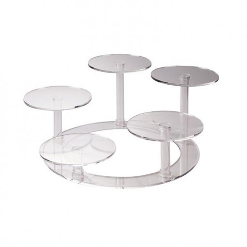 Cake / Buffet Stand, 5 Shelves, Transparent Plexiglas, Ø 77 x H 26 cm