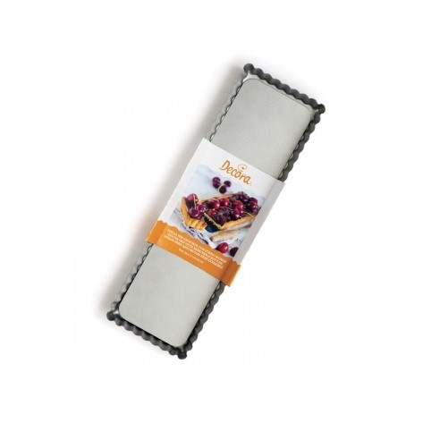 Cake Tray with Scalloped Edges and Removable Base, 35 x 11 x H 2.5 cm, Non-stick Steel