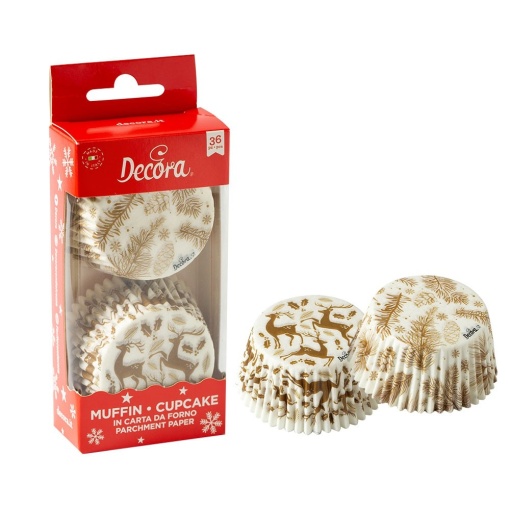 Chese L karácsonyi papír Karácsonyi minta arany, Ø 5 x H 3,2 cm, 36 darab