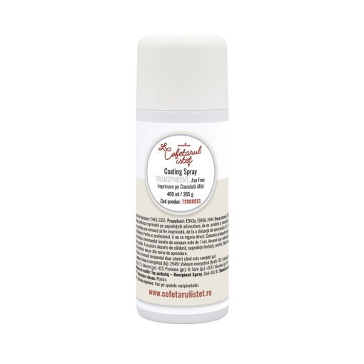 Coating Spray Transparent Azo Free, for Printing on White Chocolate, 400 ml