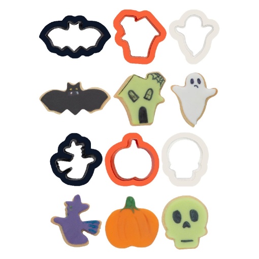 Halloween Plastic Cutters 6 Patterns, 3 - 4 x H 2.2 cm, 60 pcs