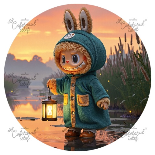 Labubu отпечатана захарна паста Labubu Model 2, Ø 20 cm - Сладкарски изделия