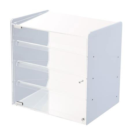 Neutra Bench Showcase with 4 Display Shelves, Plexiglas Transparent/White, 42 x 31 x H 42.5 cm