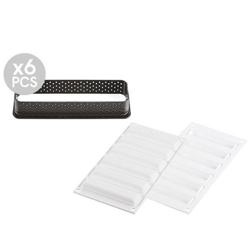 Pie Set 12 x 3.5cm, 6 Microperforated Copper + Silicon Mould 6 cavities
