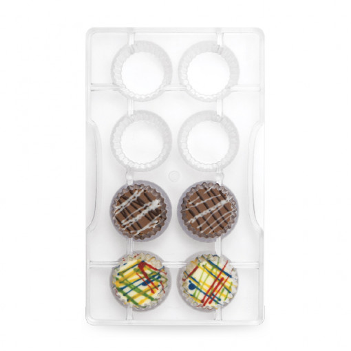 Polikarbonát csokoládé muffin forma, muffin Ø 3 cm, 8 mélyedés, 20x12xH2.2cm