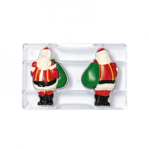 Polikarbonát csokoládéforma, Mikulás Ø 10.5cm, 2 bemélyedés, 20x12xH2.2cm