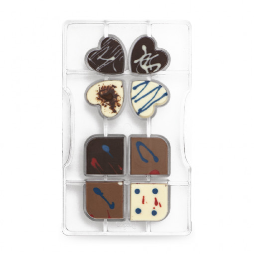 Polycarbonate Chocolate Mould, Clover 4 Sheets 8 Cavities, 20 x 12 x H 2 cm