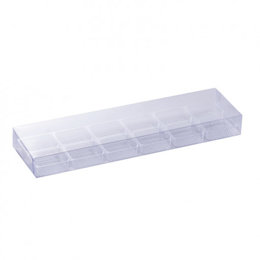 Praliné dobozok műanyag transp.12 cavit. 22x6,5cm-25db