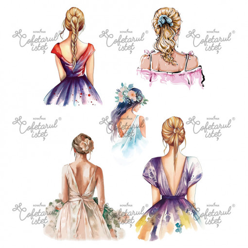 Printed Sugar Paste For Her Model 6, 5 Decorations Ø 10 - 15 cm, A4 - Confectioner Istet