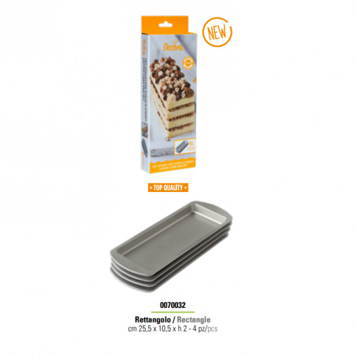 Rectangular Tray - 4 Pieces x 25.5 x 10.5 x H 2 cm, Anodised Aluminium