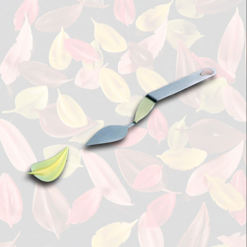 Rozsdamentes acél spatula csokoládé dekor - B modell, 6x3 cm, levél