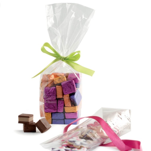 S táskák karton alappal, átlátszó celofán, 7,5 + 4 x H 22 cm, 100 db-os készlet