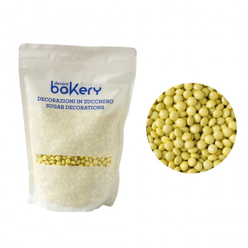 Sárga csokoládé lapított gyöngyök Ø 10 mm, 1 kg
