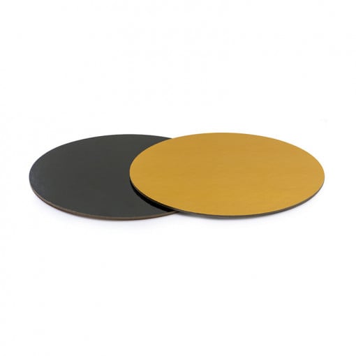 Set 50 Platouri Tort Rotunde 2 Fete Negru/Auriu, Ø24xH0.3cm
