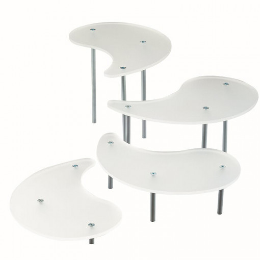 Sideboard állvány fém és szatén plexi, 4 polc, H 5 -29 cm