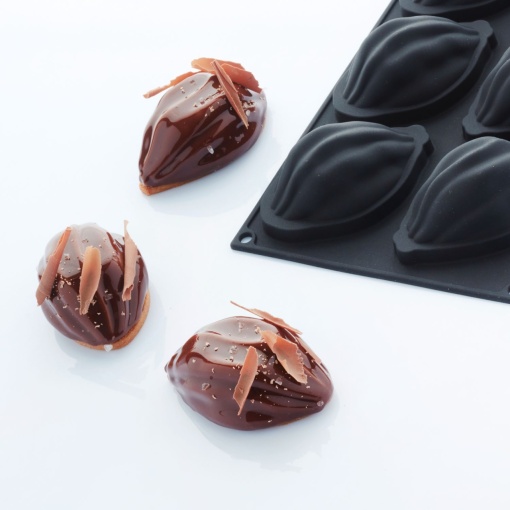 Silicone mould Cocoa Fruit 9.5 x 6.1 x H 3.9 cm, 6 cavities, 95 ml