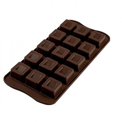 Silicone Praline mould Silikomart Cub 2.6 x 2.6 x H 1.8 cm, 10 ml, 15 cavities (SCG02)