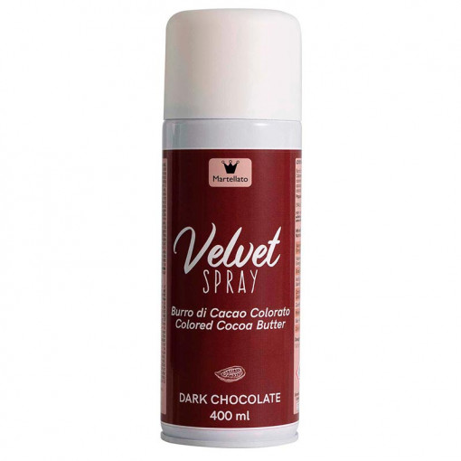 SPRAY VELVET - Хранителен оцветител за тъмен шоколад без Е171, 400 ml