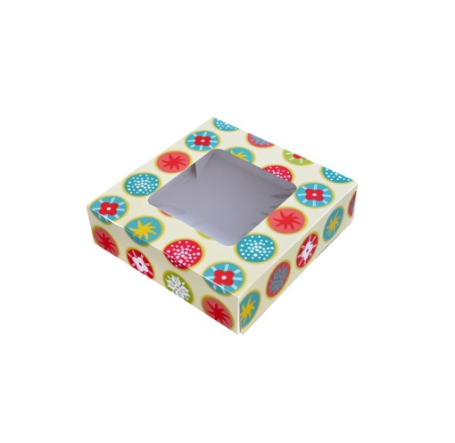 Square Box with Window, Desert, Cardboard Kaleidoscope Design 28 x 28 x H 5 cm