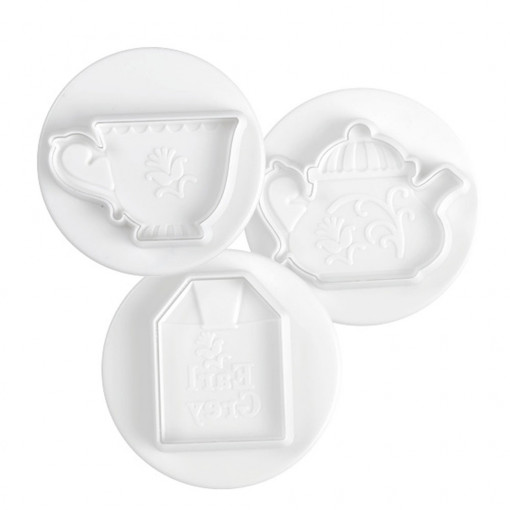 Tea Time - Plastic Cutters with Extractor Ø 6 cm, Set 3 pcs