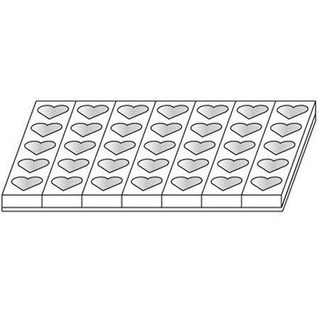 Монопорции на сърца 8 x 6 x H 4 cm - комплект от 7 формички 35 продукта, тава 60 x 40 cm