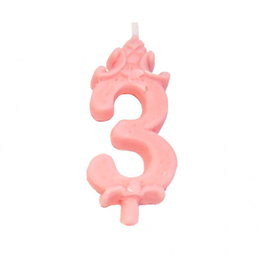 Свещ за торта H 8,5 cm, фигура 3, розова