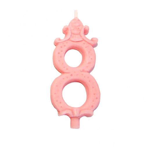 Свещ за торта H 8,5 cm, Фигура 8, Розова