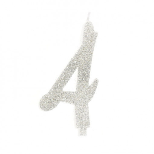 Свещ за торта XL H 12 cm, фигура 4, сребро