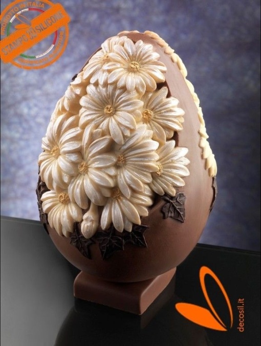Силиконова форма за средно яйце с декорация на маргаритка, Ø 12,5 x H 18 cm