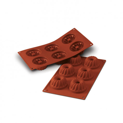 Силициева форма за Gugelhopf, Ø 7,5 x H 4 cm, 6 кухини, 100 ml (SF209)