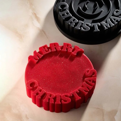 3D силиконова форма за торта Merry Christmas Ø 19 x H 4,5 cm, 1100 ml