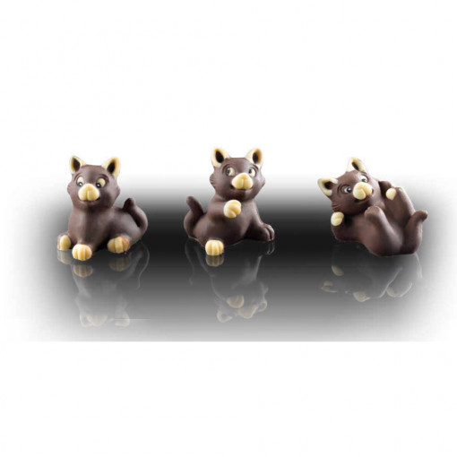 3D Cuddly Cuddly Cats szilikon öntőforma, 5,5 x H 5 cm, 3 tárgyak
